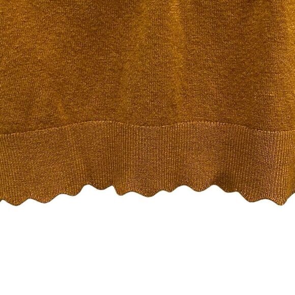 Evolution women’s cardigan Size XSP golden mustard inclusive scalloped trim NWOT - Picture 7 of 10